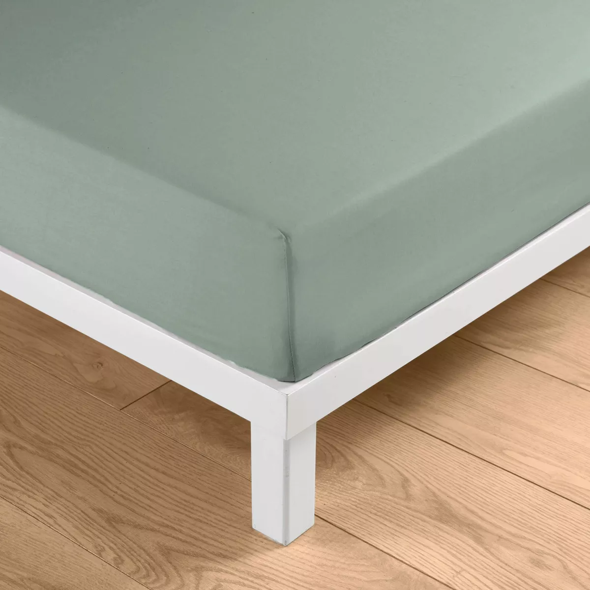Lenzuolo con angoli in cotone lavato (160 x 200 cm) Linella Verde salvia