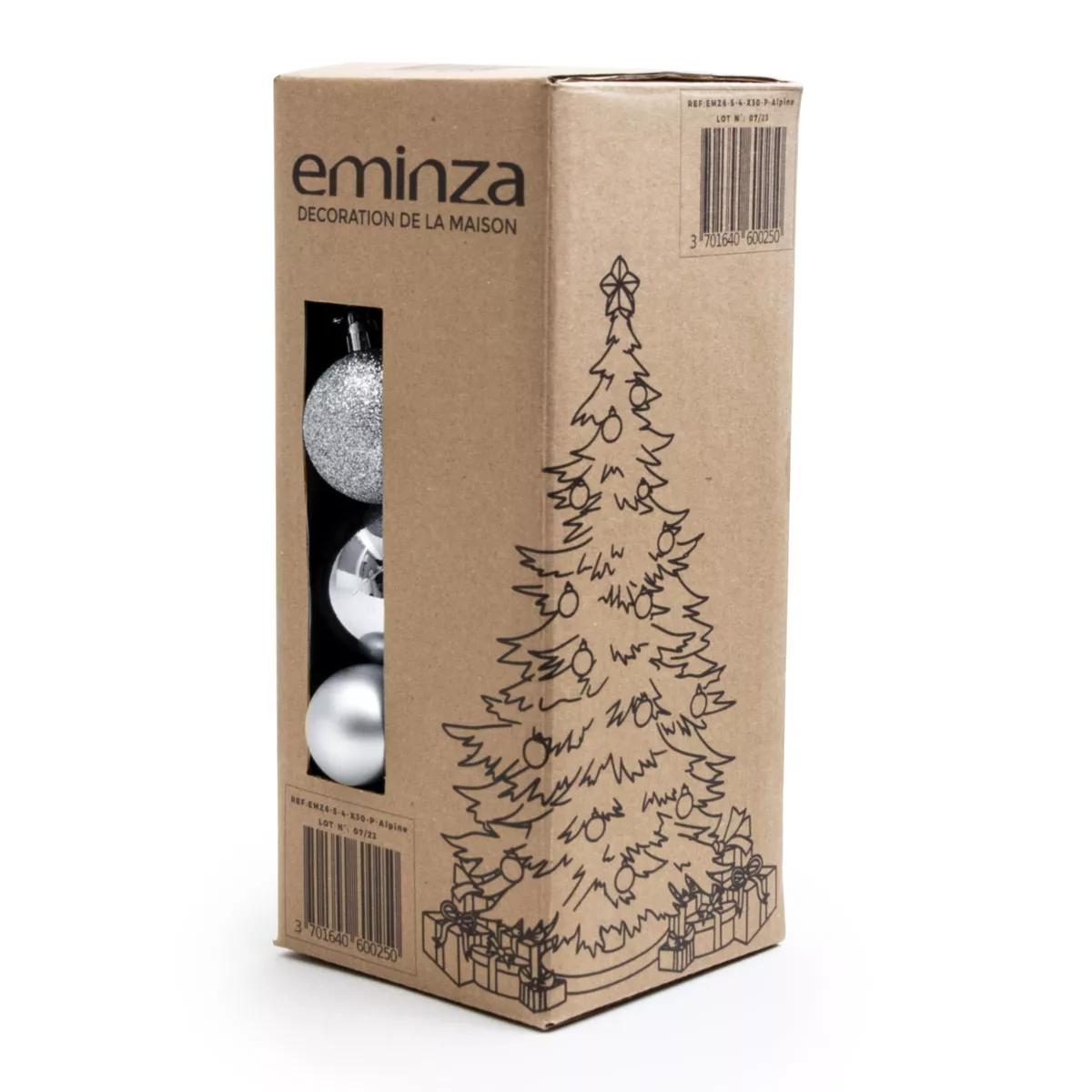 Lote de 30 bolas de Navidad  surtido New Alpine Plata