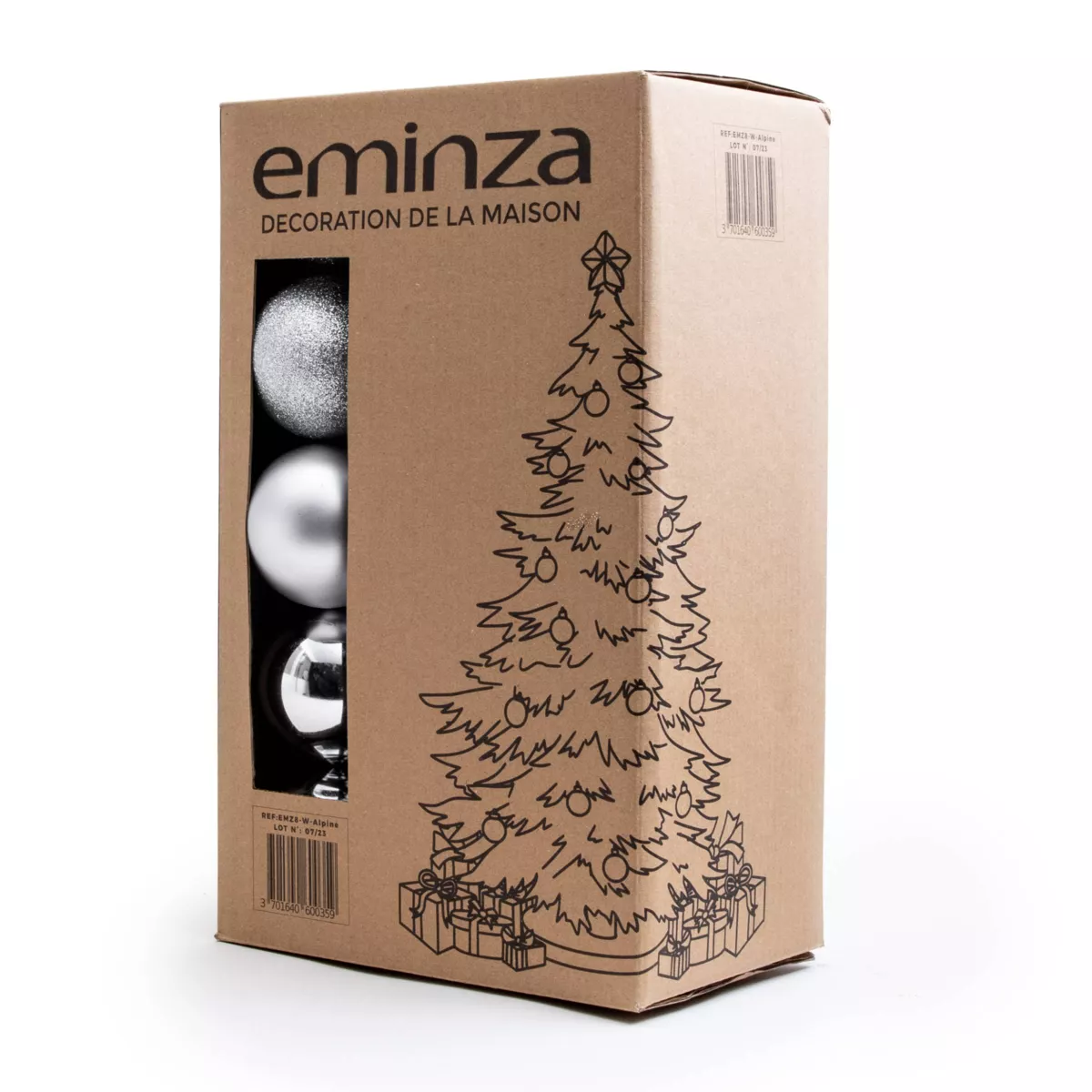 Lot de 20 boules de Noël assorties New Alpine Argent