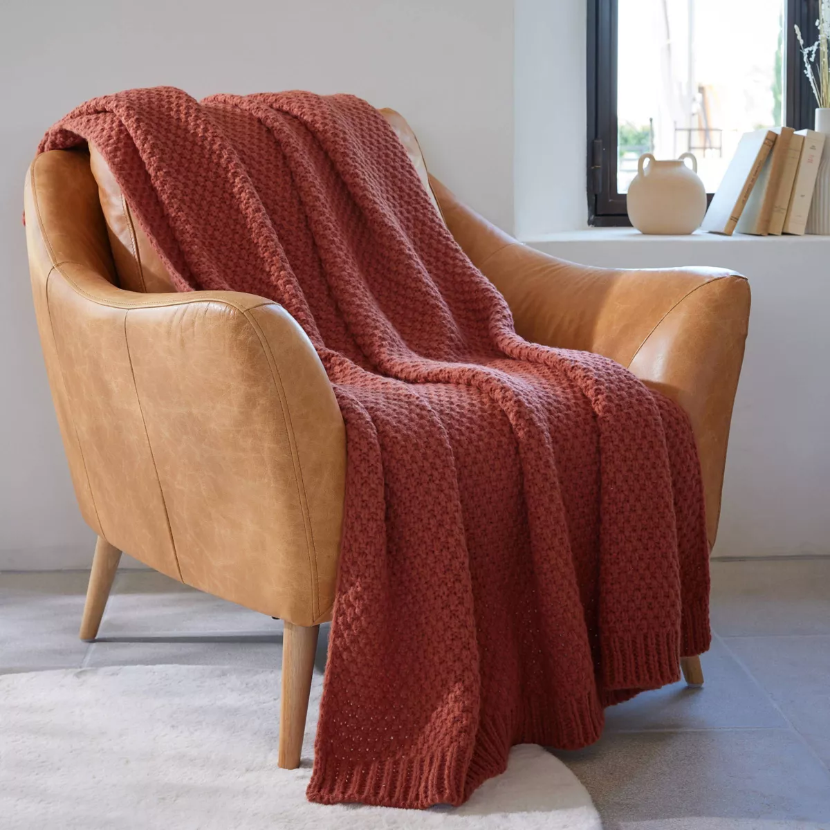 Plaid tricot (125 x 150 cm) Tessa Terracotta