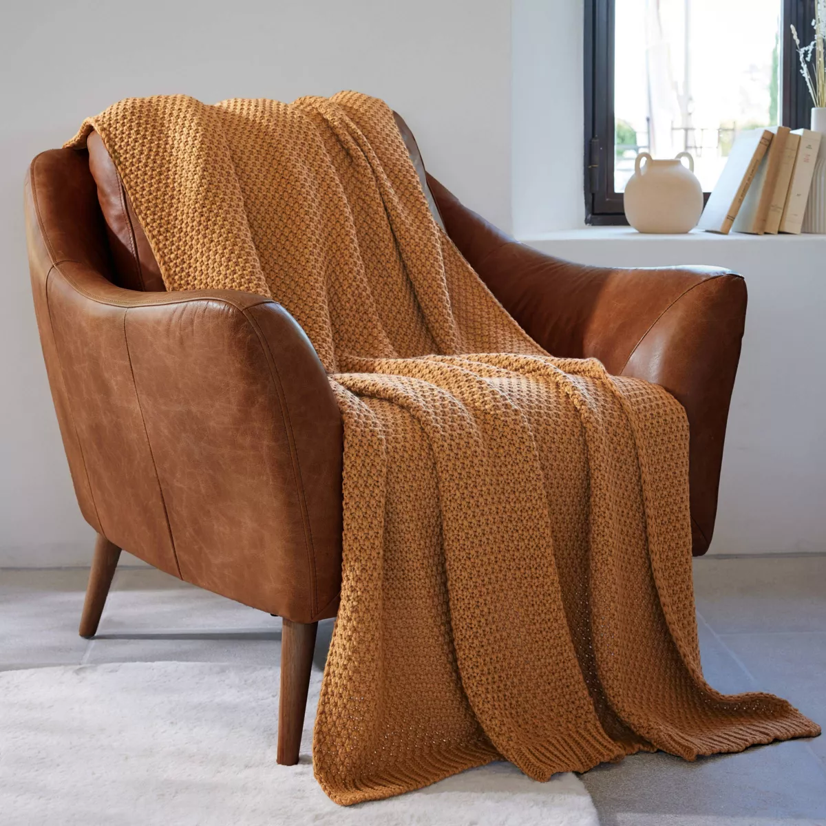 Plaid tricot (125 x 150 cm) Tessa camel