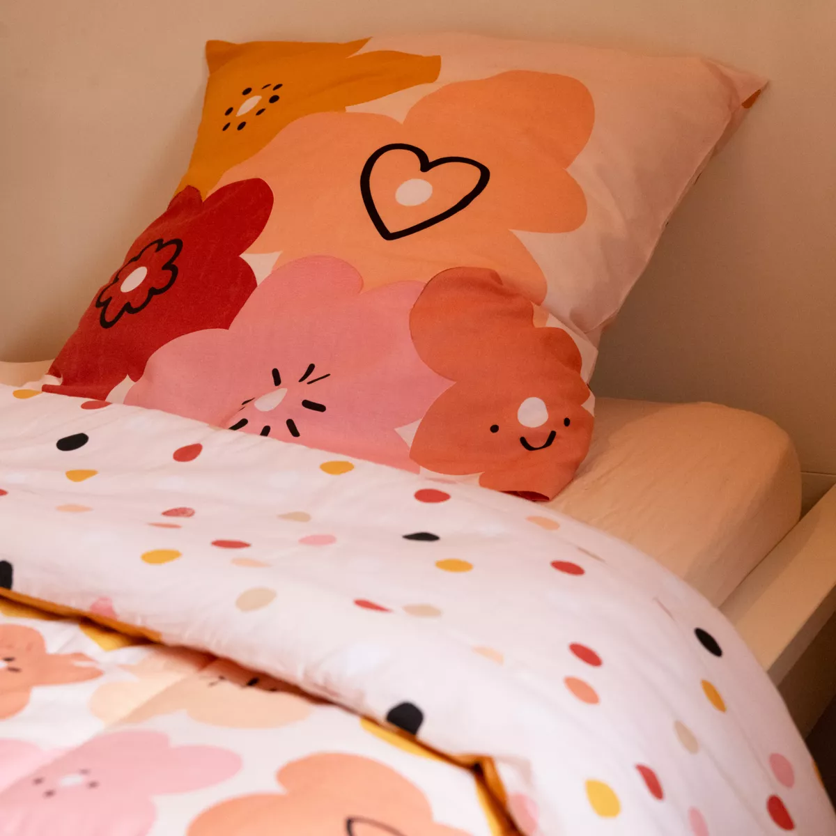 Piumone stampato per bambini in cotone (140 x 200 cm) Barbotine Multicolore