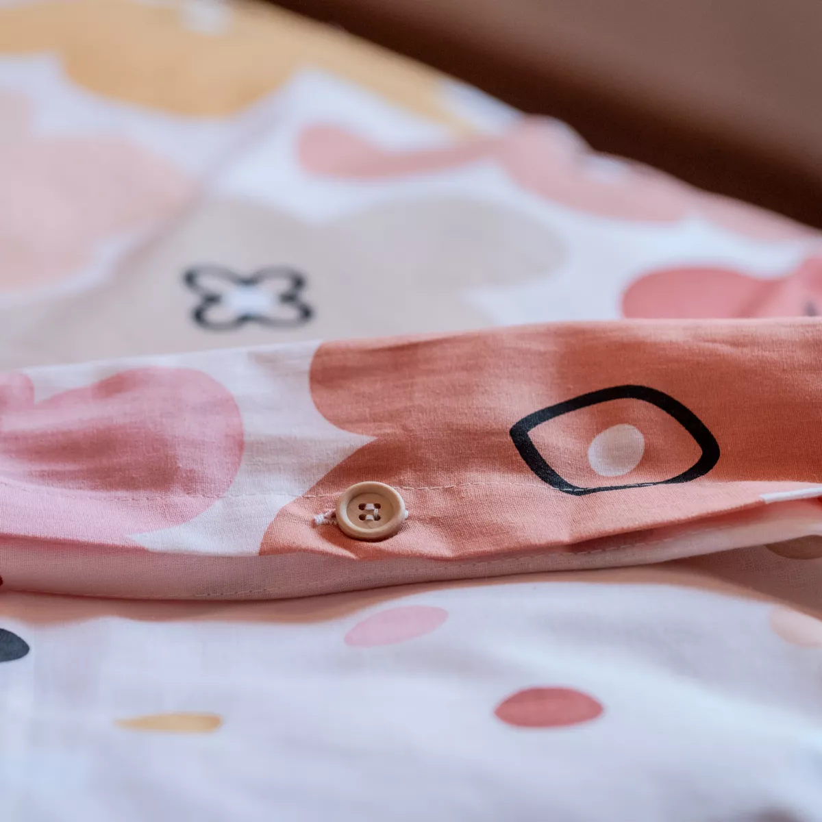 Housse de couette et une taie enfant coton (140 x 200 cm) Barbotine Multicolore