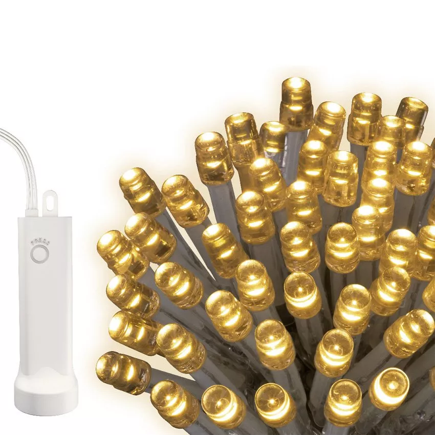 Ghirlanda luminosa a batteria 7,10 m 96 LED cavo trasparente Durawise Bianco caldo