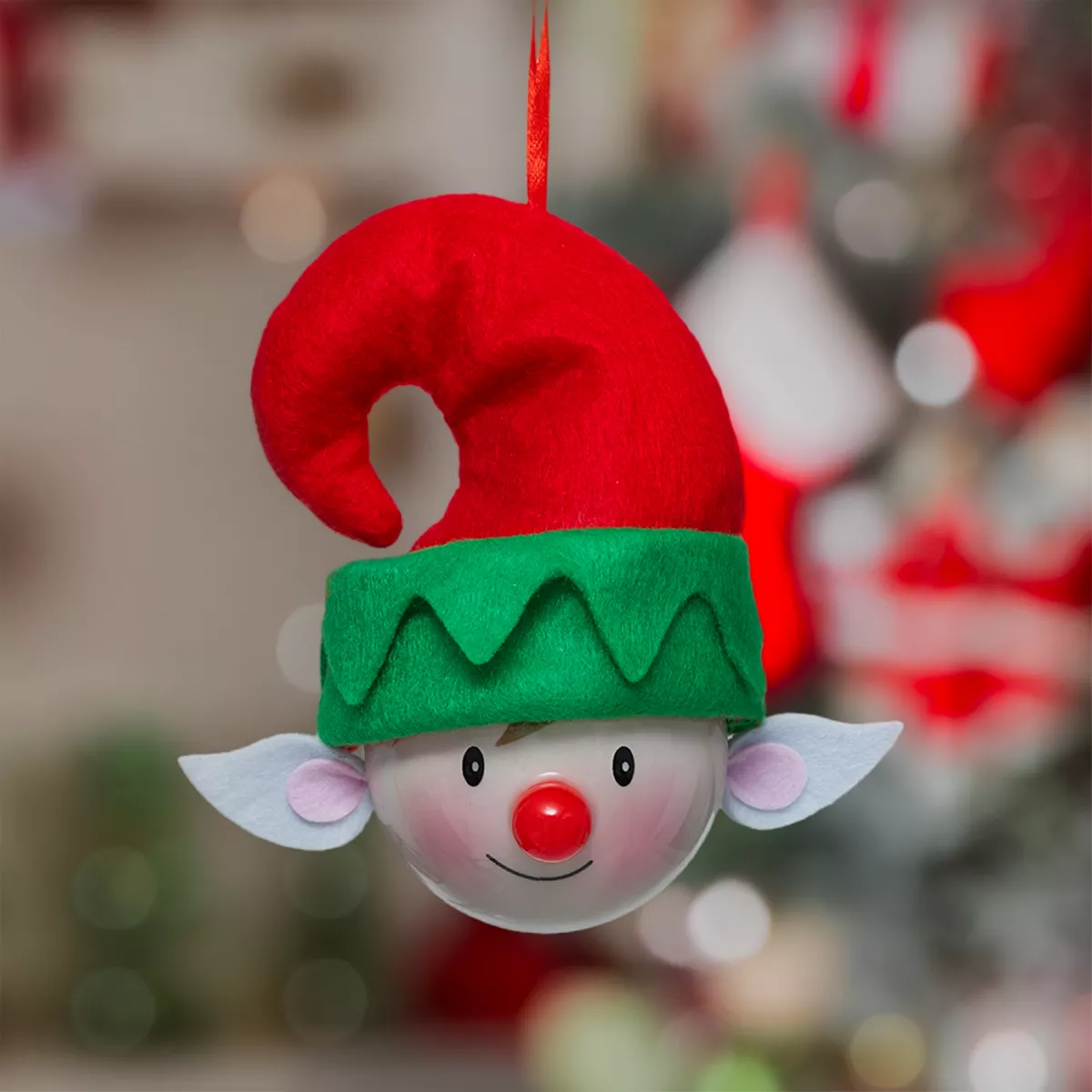 BOULE DE NOEL PAPIER LUTIN NEZ RG 75MM 
