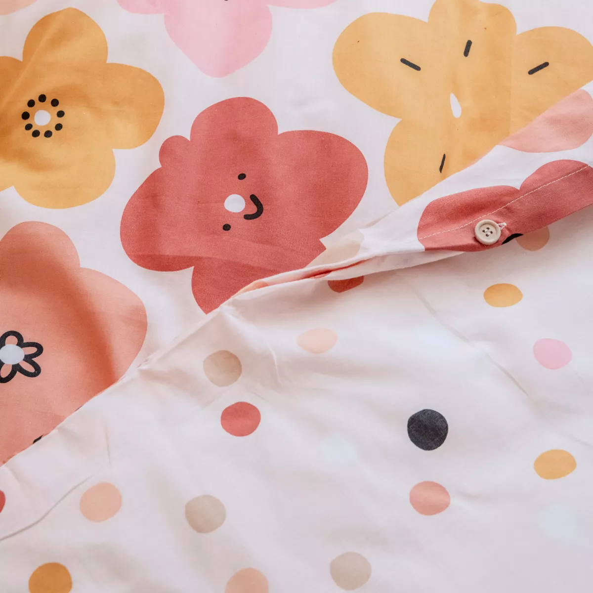 Housse de couette et deux taies enfant coton (200 x 200 cm) Barbotine Multicolore