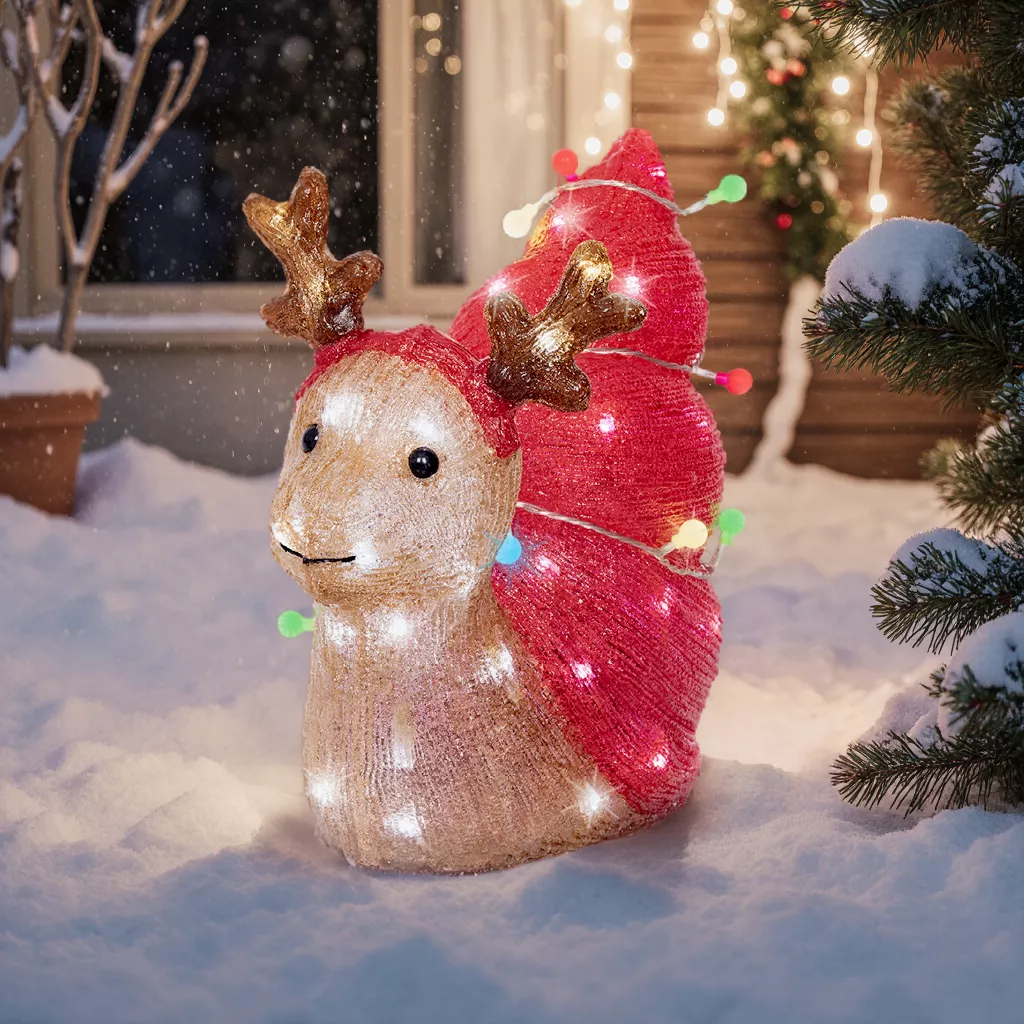 Escargot de Noël lumineux 70 LED (34 cm) Bruno Rouge et blanc froid