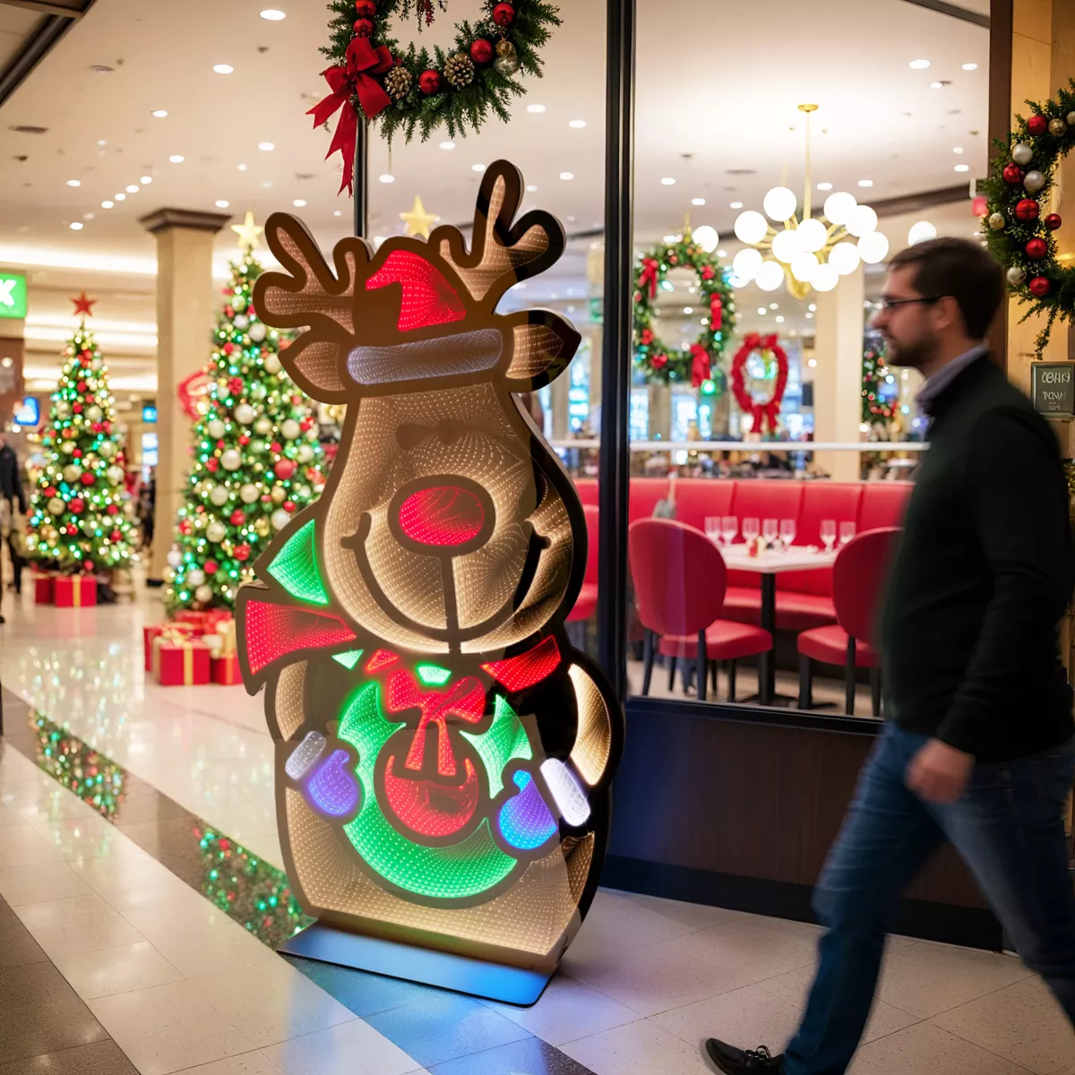Renna di Natale luminoso Gigante 1257 LED (H180 cm) Infinity Multicolore