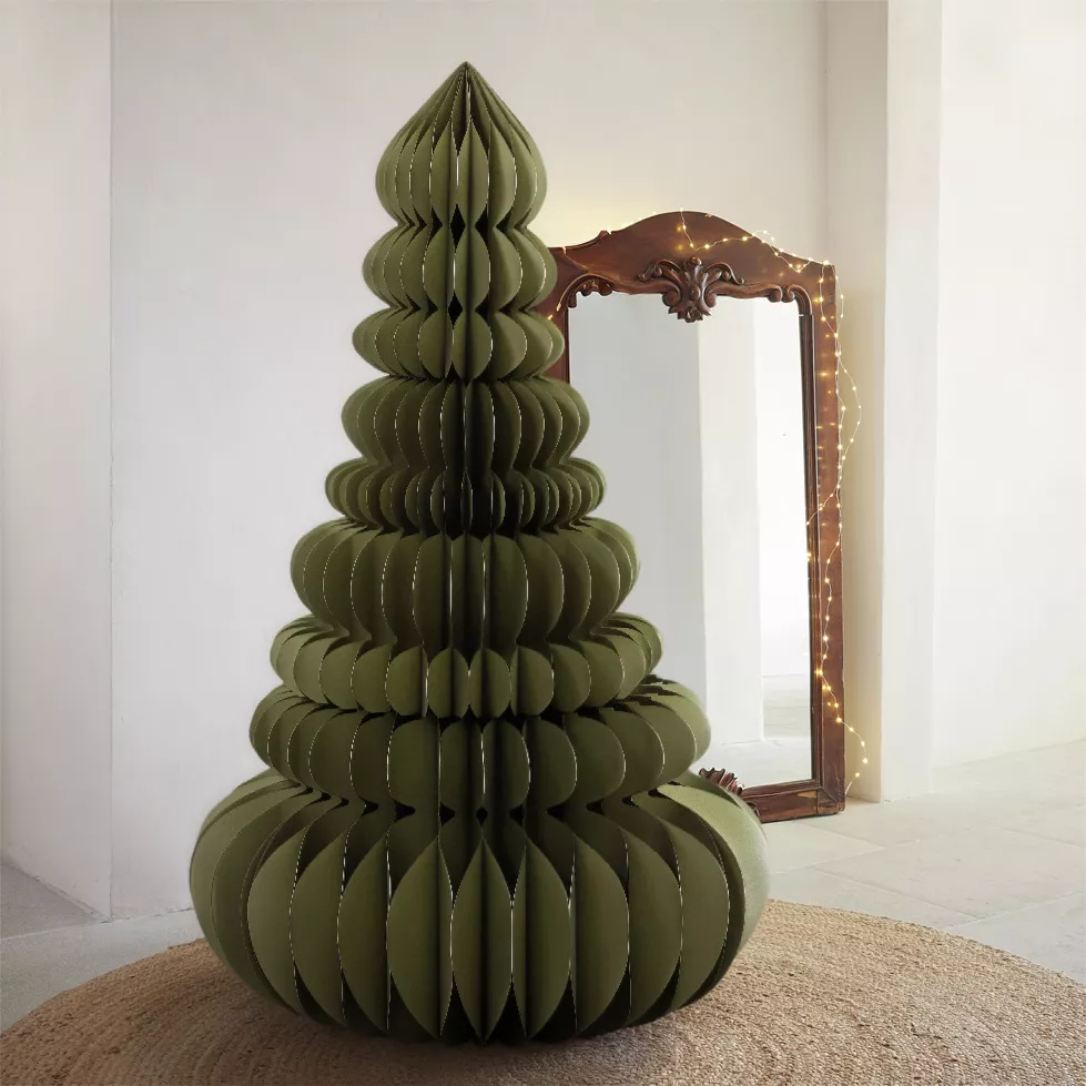 Sapin Géant papier à poser (H160 cm) Fermeture Magnétique Vert romarin