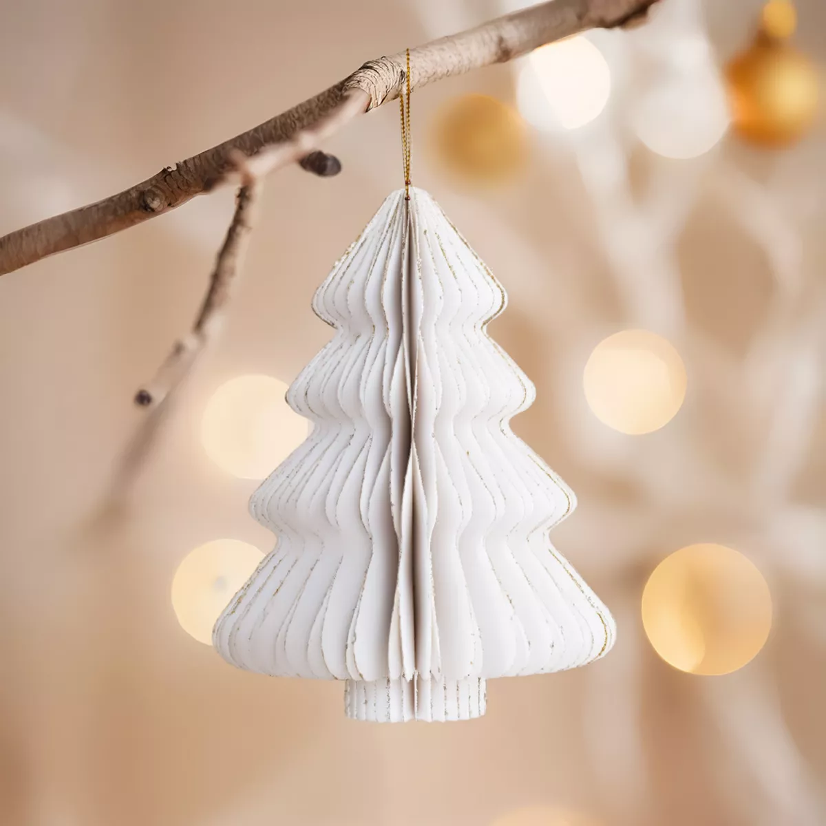 Albero di Natale di carta da appendere (H15 cm) Chiusura Magnetica Bianco
