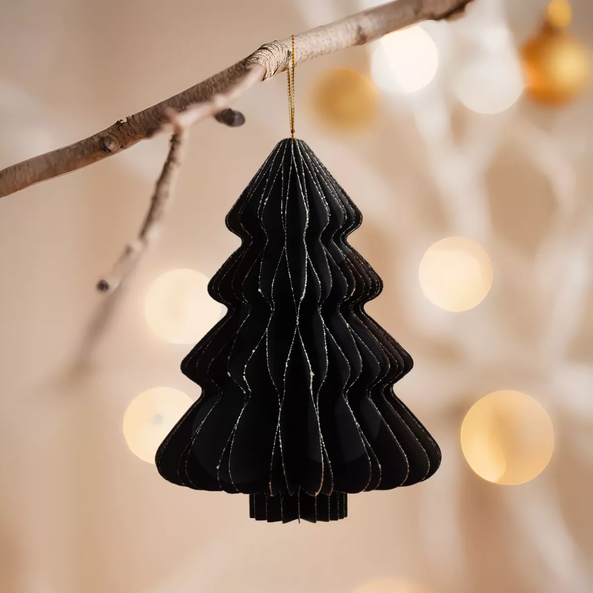 Albero di Natale in carta da appendere (H15 cm) chiusura magnetica Nero