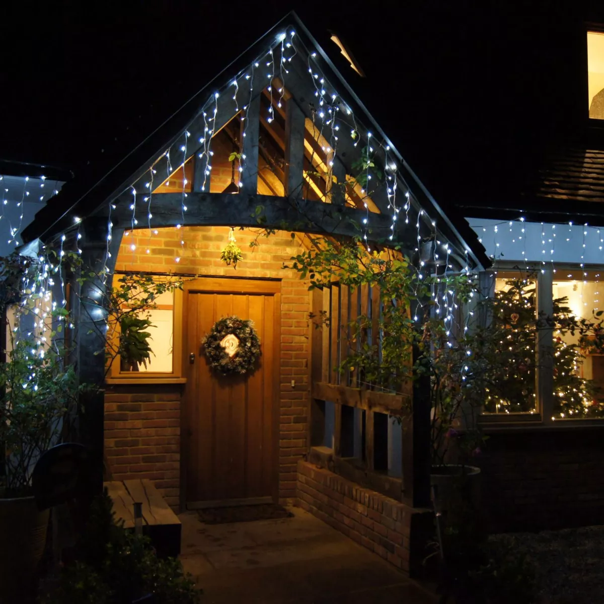 Stalattite luminosa 7,50 m 175 LED cavo bianco Stars Bianco freddo