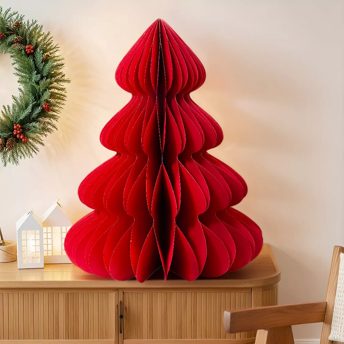 Sapin papier à poser (H90 cm) Fermeture Magnétique Rouge