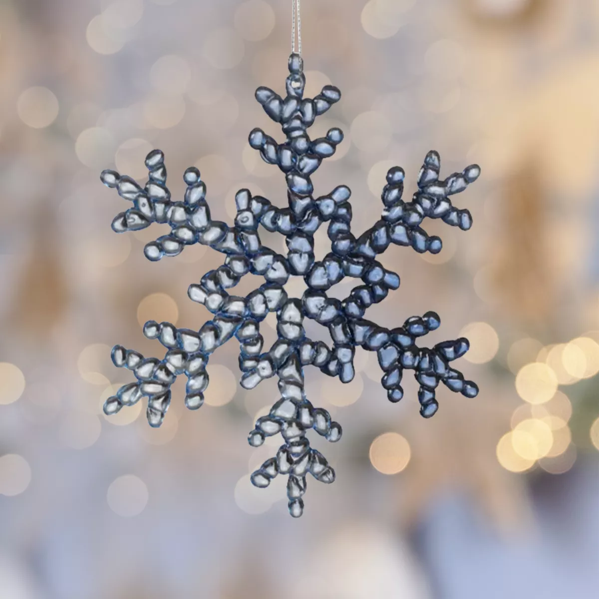 Copos de nieve para colgar (H15 cm) Escarchado Transparente azulado