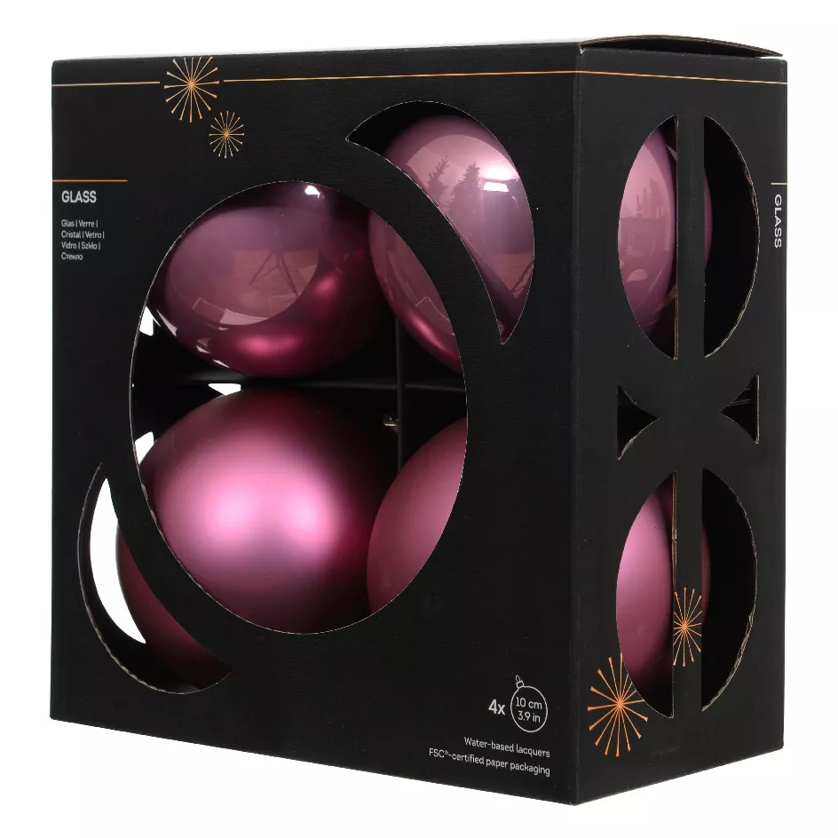 Set di 4 palline di Natale in vetro (D100 mm) Boreale Rosa antico
