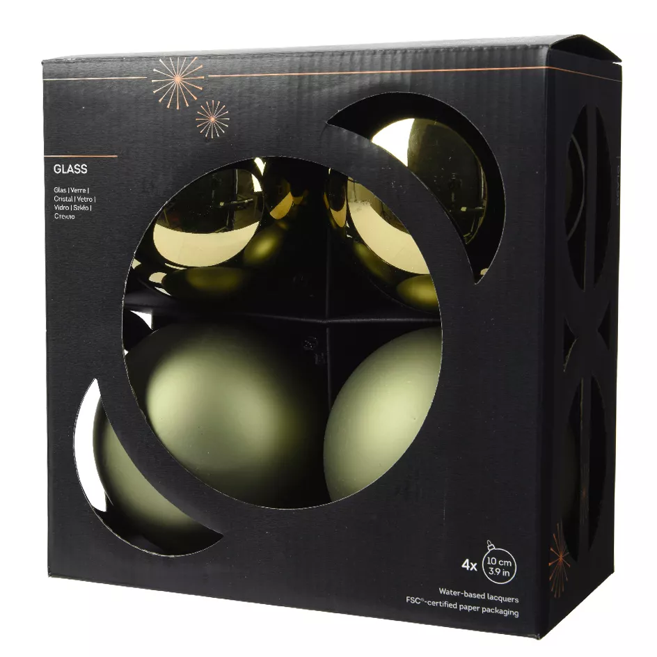 Set di 4 palline di Natale in vetro (D100 mm) Boreale Verde rosmarino
