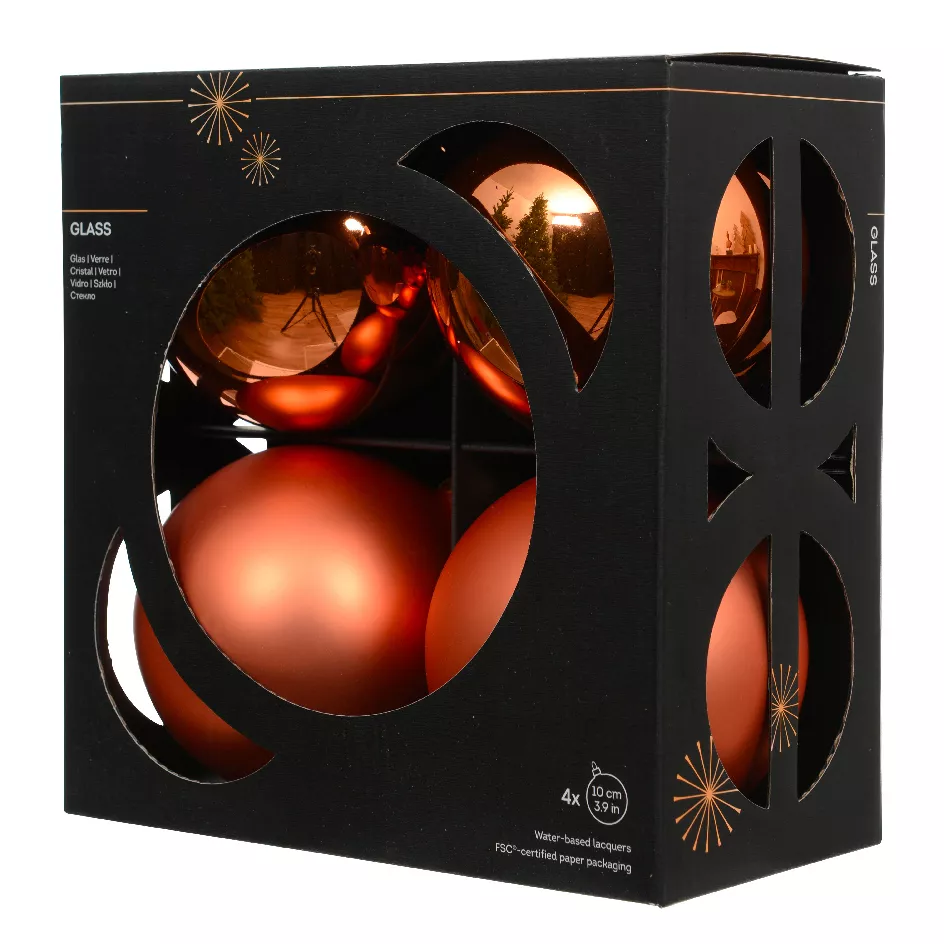 Set di 4 palline di Natale in vetro (D100 mm) Boreale Arancione