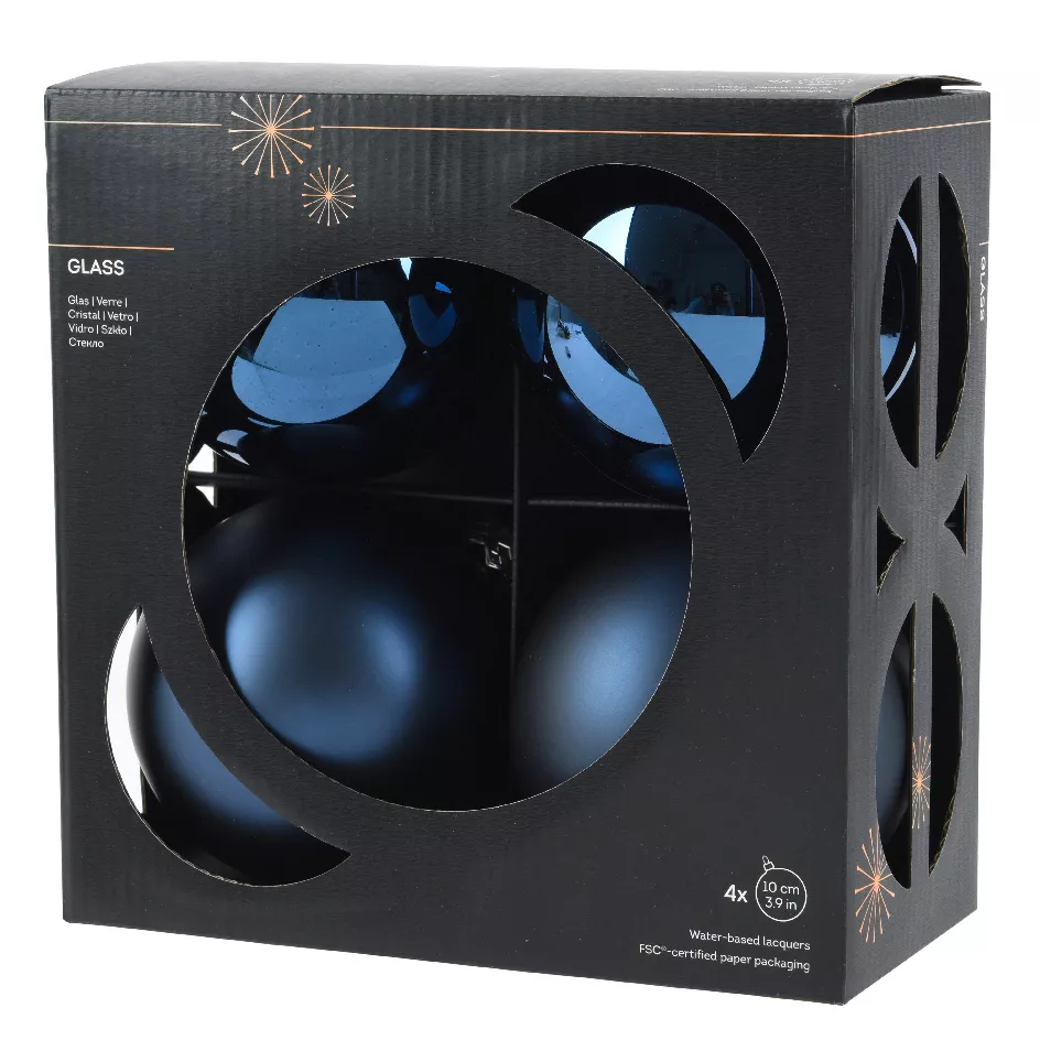 Set di 4 Palline di Natale in vetro (D100 mm) Boreale Blu notte