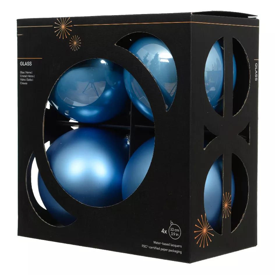 Set di 4 Palline di Natale in vetro (D100 mm) Boreale Blu cielo