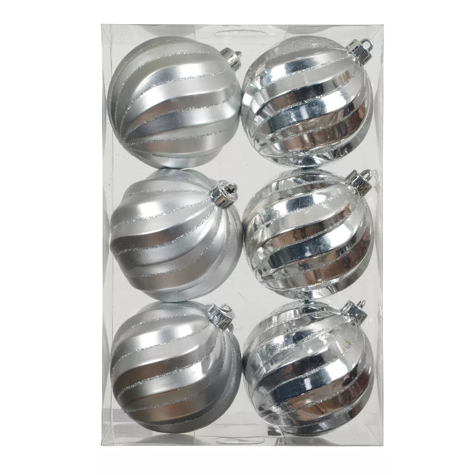LOT DE 6  Boule polystyrene dia8-H8cm argent Glam chic
