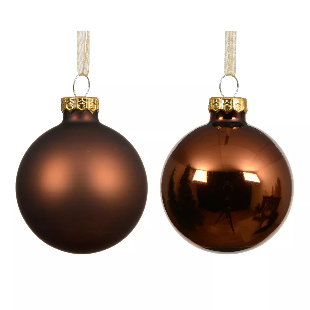 Lot de 6 boules de Noël en verre (D80 mm) Boréal Brun café