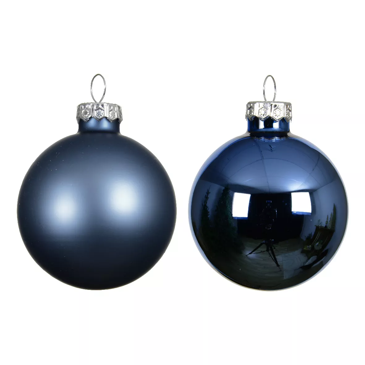 Lot de 6 boules de Noël en verre (D80 mm) Boréal Bleu nuit