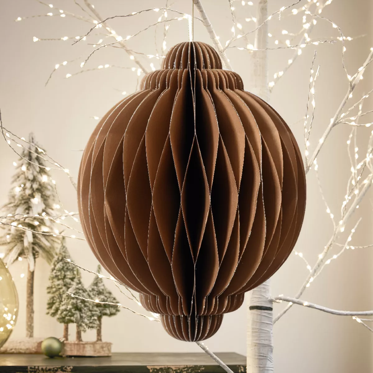Cipolla di carta da appendere (H40 cm) Chiusura Magnetica Marrone