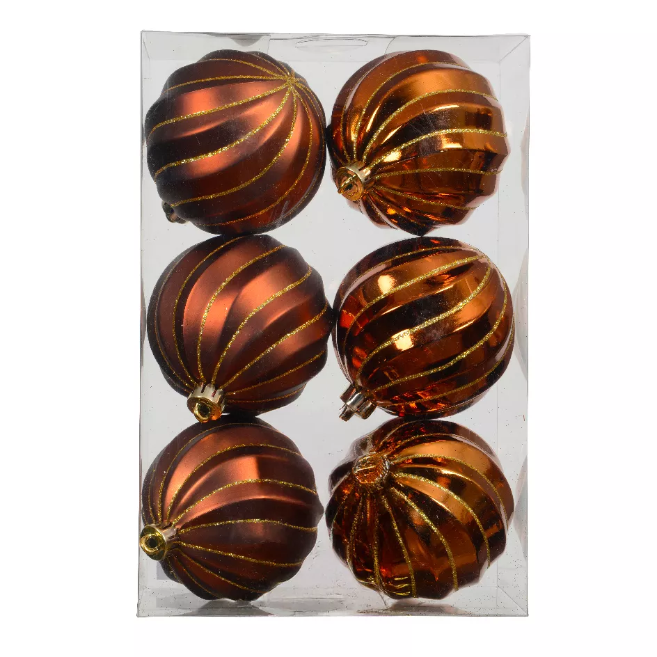 LOT DE 6  Boule polystyrene dia8cm espresso Glam chic pailleté or