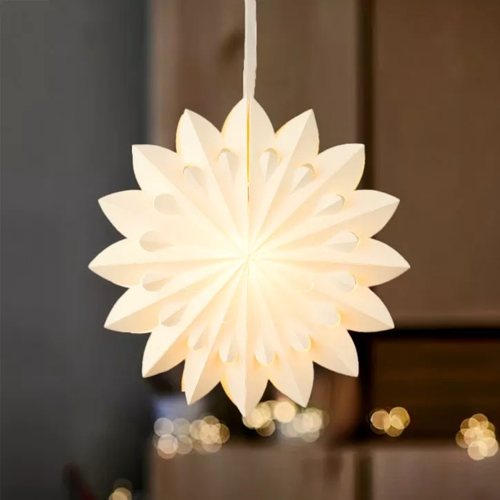Hangende papieren LED lamp (D60 cm) Origami Floralia Wit