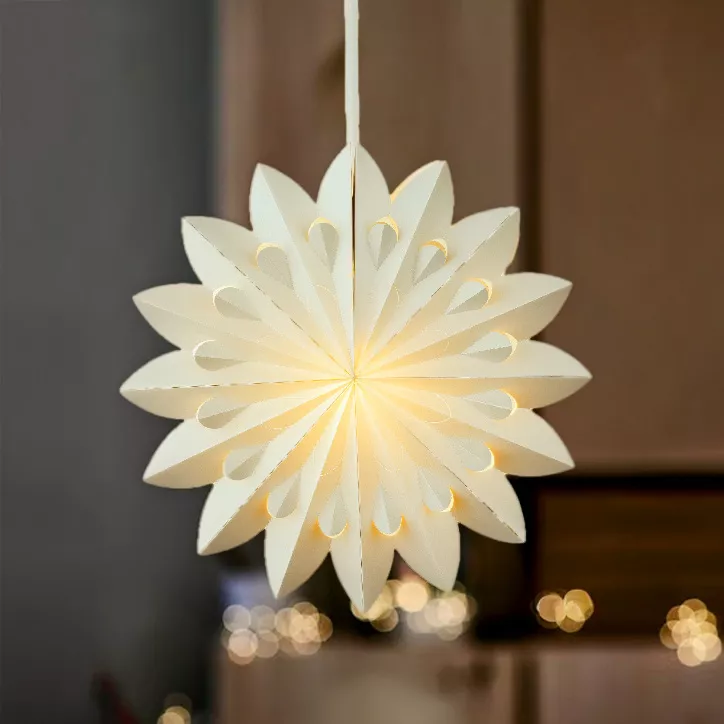 Suspension lumineuse papier LED (D60 cm) Origami Floralia Gris