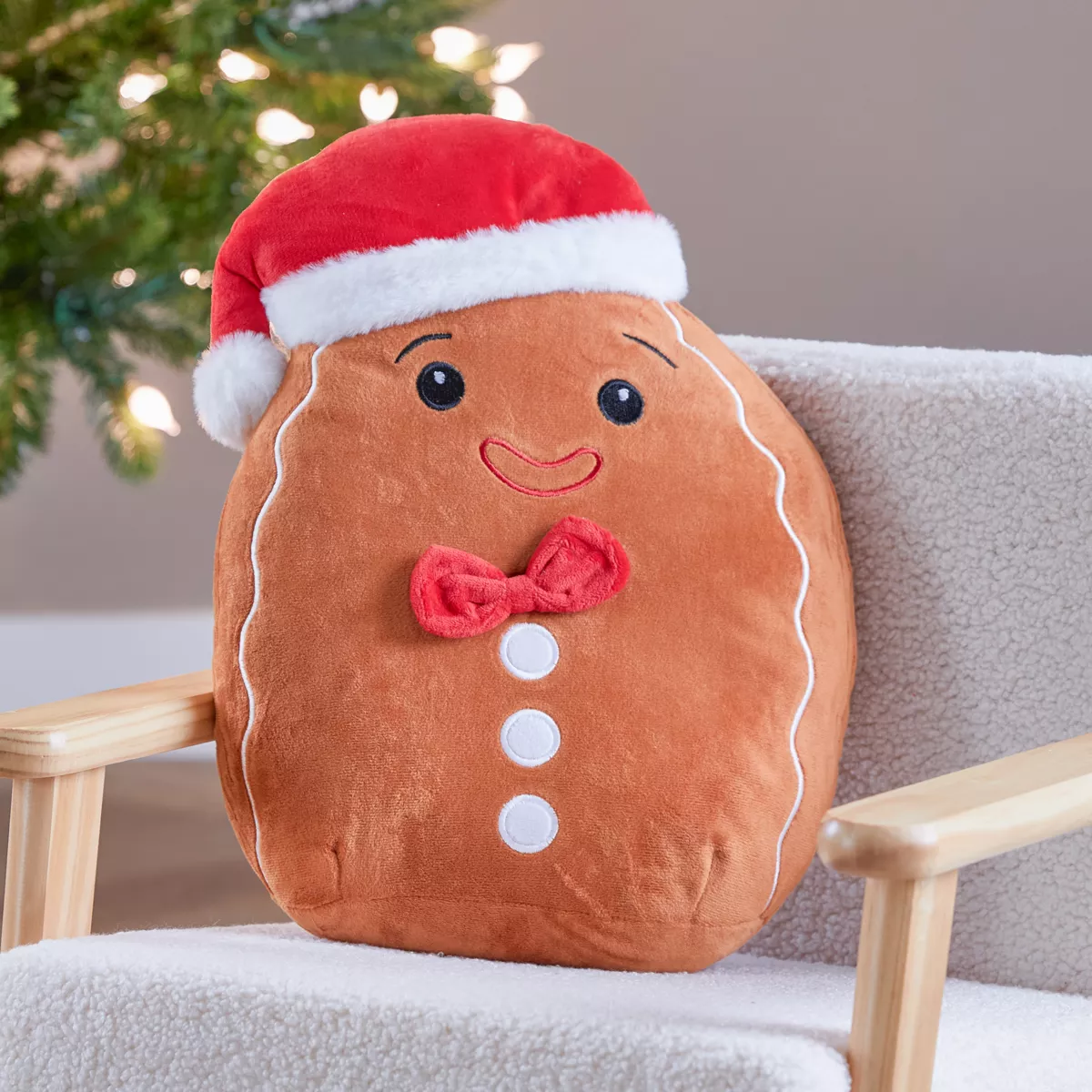 Plüschtier (H35 cm) Fröhlicher Lebkuchen Braun und Rot