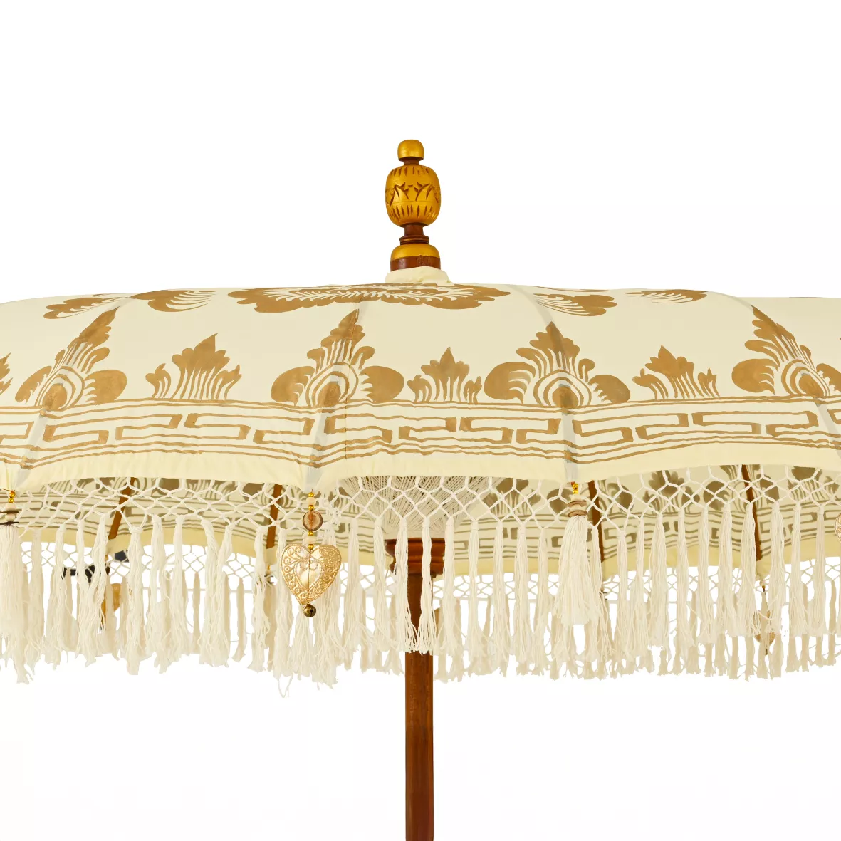 Ombrellone da giardino rotondo con frange (D2 m) Jaipur Crema e dorature