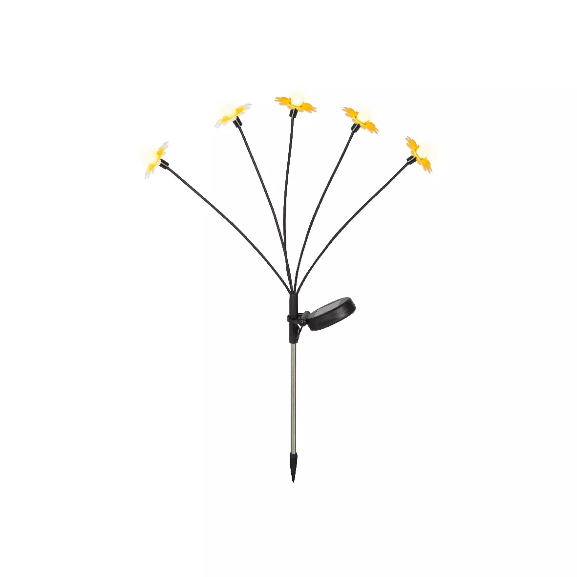 Decorazione luminosa Solare da infilare nel terreno (H60 cm) Margherite Giallo e bianco caldo