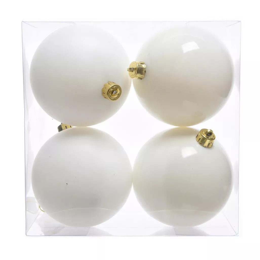 Lot de 4 boules de Noël (D100 mm) Aravis Blanc laine