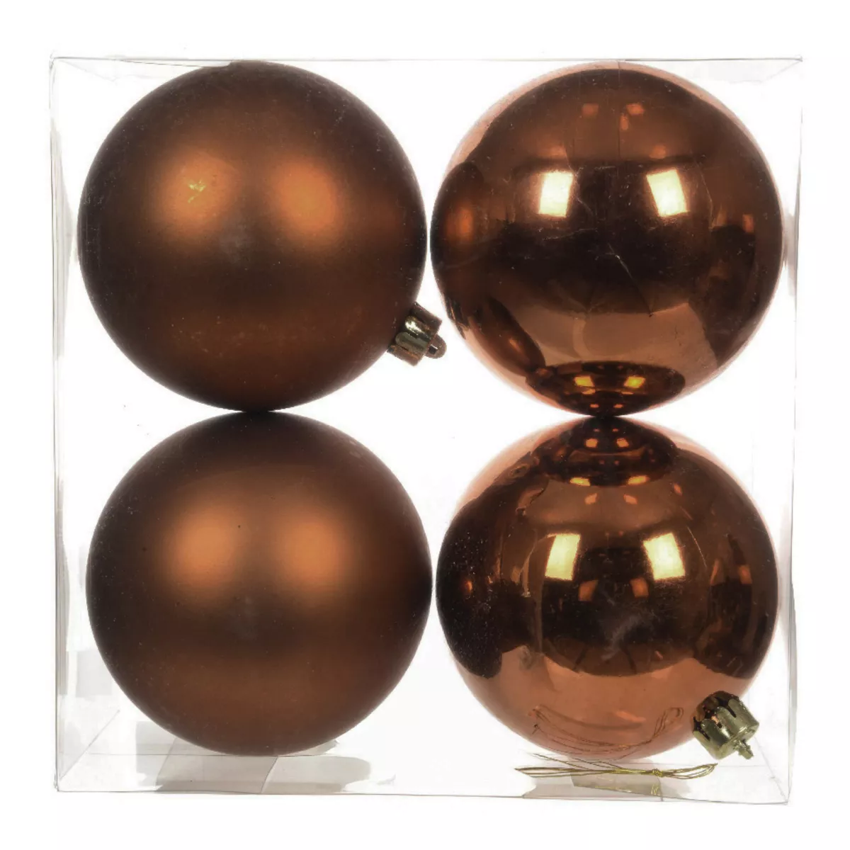 Lot de 4 boules de Noël (D100 mm) Aravis Brun café