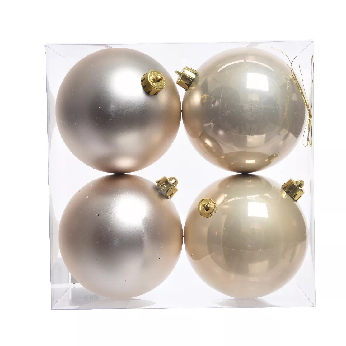 Lot de 4 boules de Noël (D100 mm) Aravis Perle