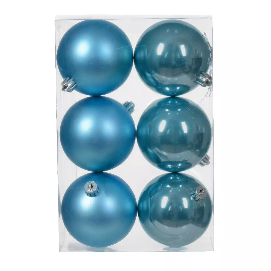 Lot de 6 boules de Noël (D80 mm) Aravis Bleu pétillant
