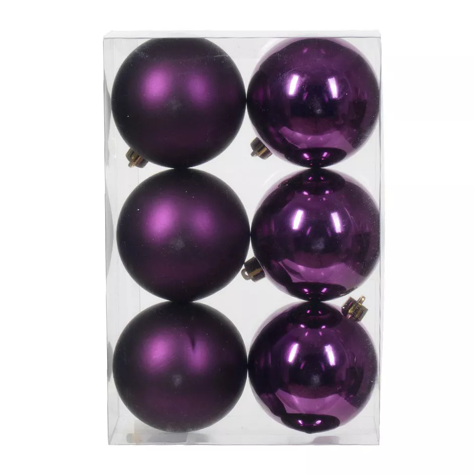 Lot de 6 boules de Noël (D80 mm) Aravis Figue