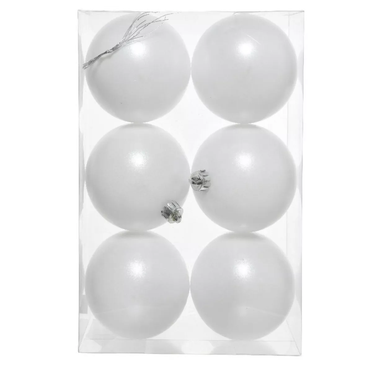 Lot de 6 boules de Noël (D80 mm) Aravis Blanc