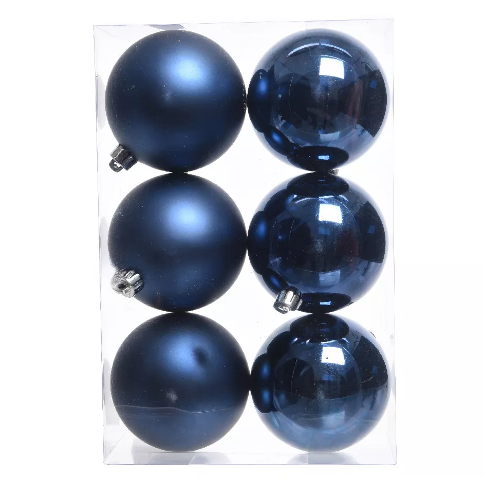 Lot de 6 boules de Noël (D80 mm) Aravis Bleu nuit