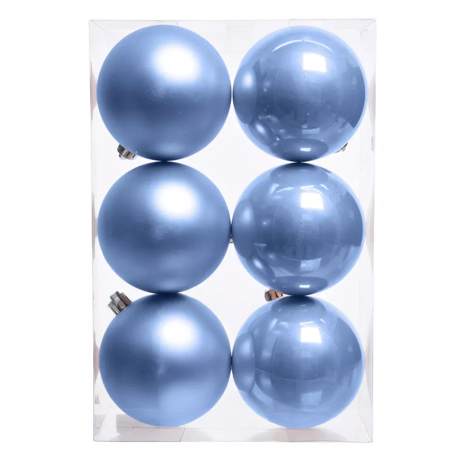 Lot de 6 boules de Noël (D80 mm) Aravis Bleu ciel