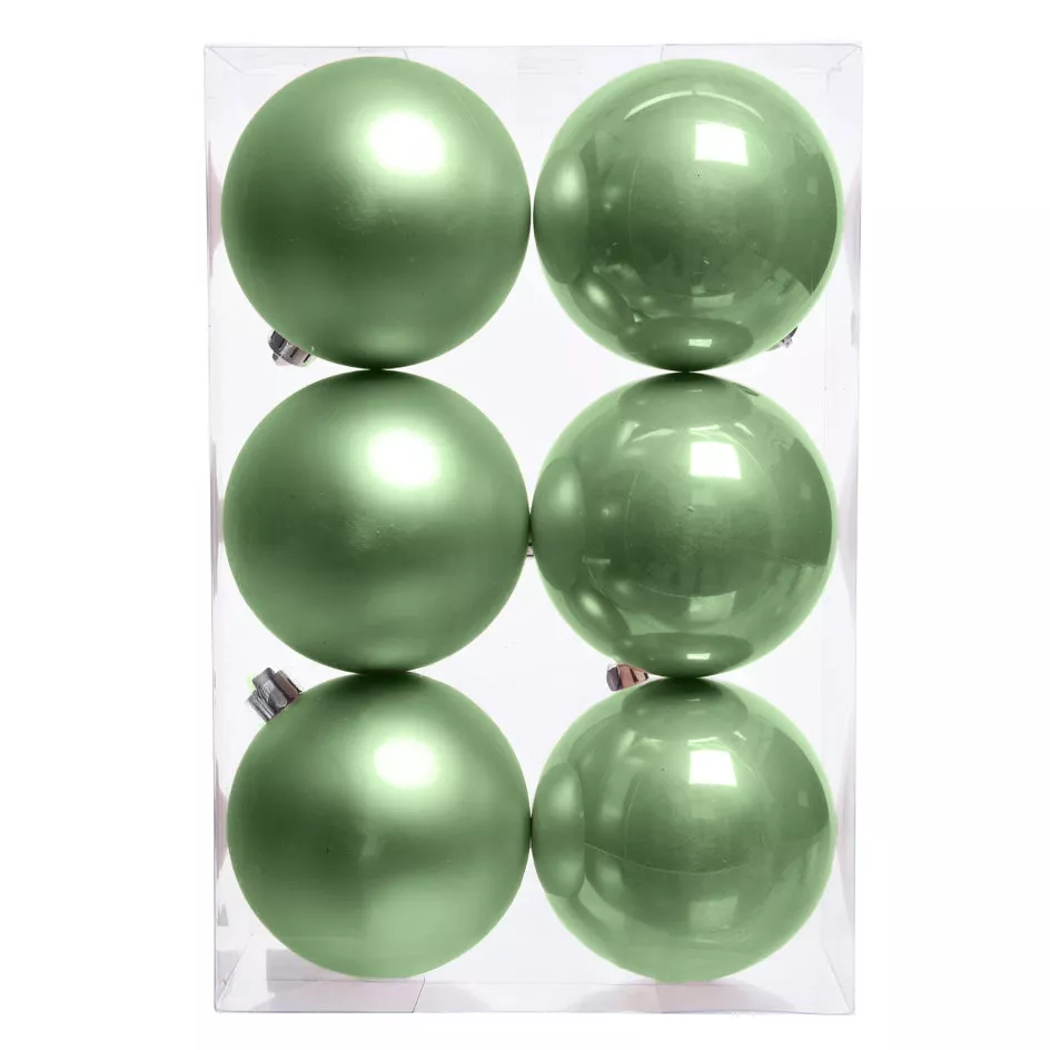 Lot de 6 boules de Noël (D80 mm) Aravis Vert thé matcha