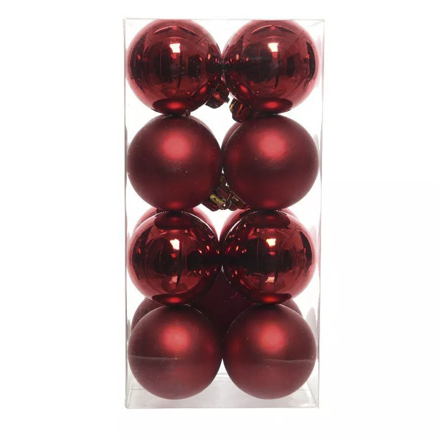 Lot de 16 boules de Noël (D40 mm) Aravis Bordeaux