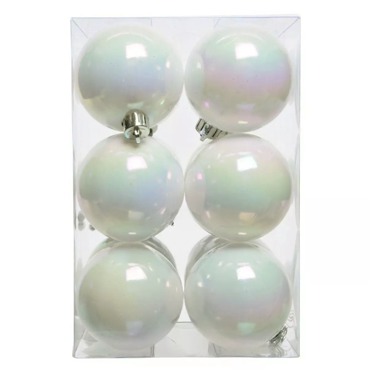 Lot de 12 boules de Noël (D60 mm) Aravis Blanc irisé
