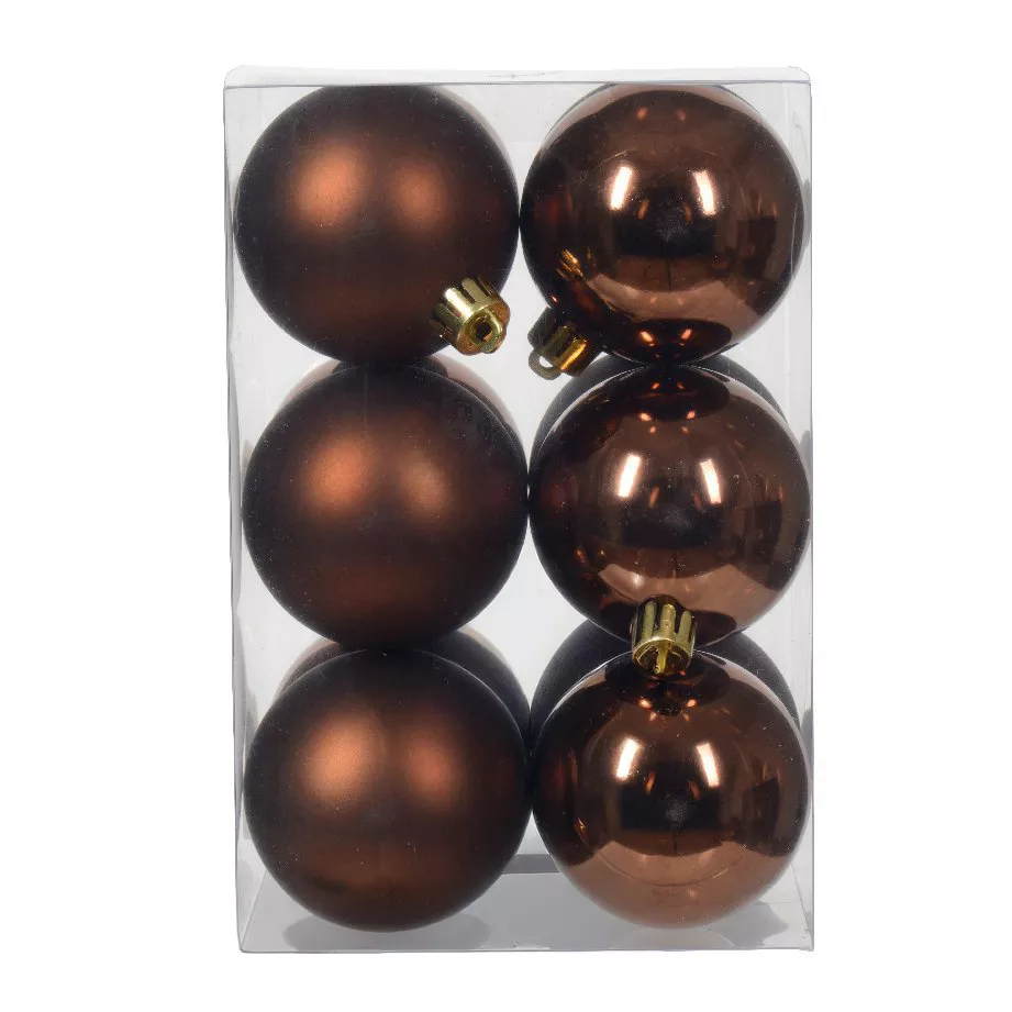 Lot de 12 boules de Noël (D60 mm) Aravis Brun café
