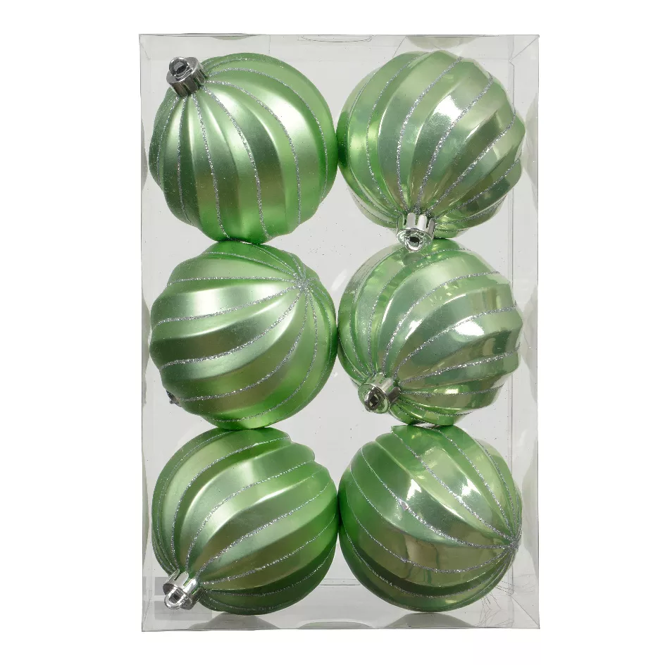 LOT DE 6  Boule polystyrene dia8-H8cm matcha green Glam chic pailleté argent