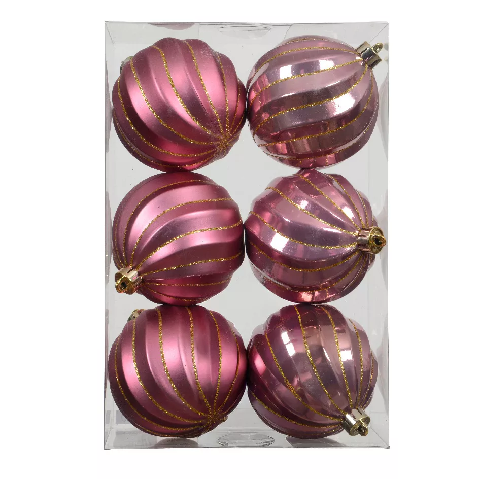 Set di 6 palline di Natale (D80 mm) Glam chic Rosa