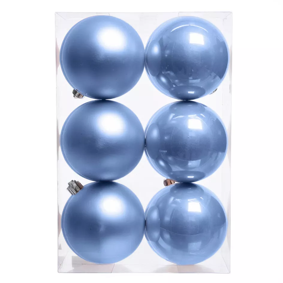 Lot de 12 boules de Noël (D60 mm) Aravis Bleu ciel
