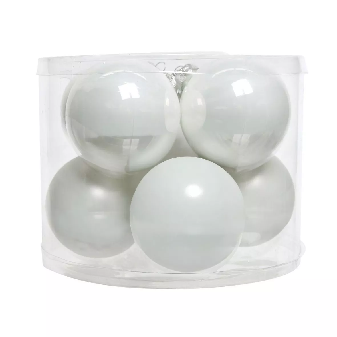 Lot de 8 boules de Noël en verre (D70 mm) Myst Blanc d'hiver