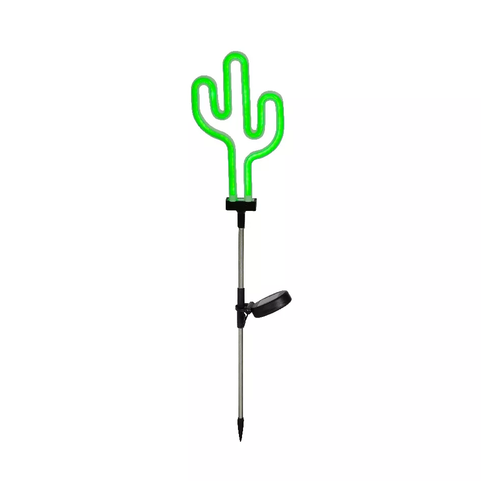 Decorazione luminosa Solare da infilare nel terreno (H73 cm) Cactus neon Verde